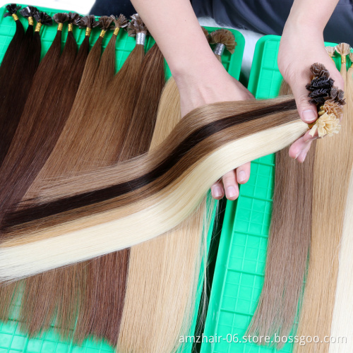 12A Grade Mink Russian Remy Virgin Human Hair Extension Keratin Micro Ring Stick I Tip Flat Tip Double Drawn Hair Extensions
